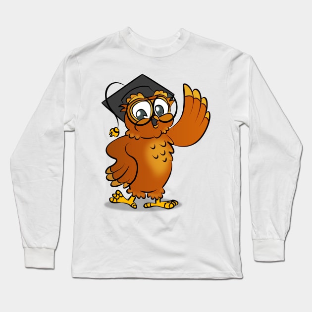 Cartoon Owl Design Long Sleeve T-Shirt by PorinArt